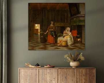 Vrouw en kind met dienstmeid, Pieter de Hooch