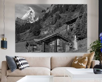 Holzhäuser mit Matterhorn