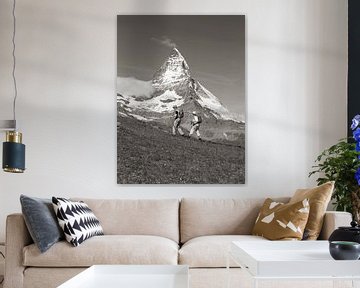 Hikers Riffelberg with Matterhorn
