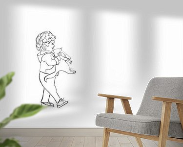 Voorbeeld van het werk in een kamer