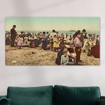 Op het strand bij Coney Island (kleur) by Vintage Afbeeldingen