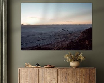 Zonsondergang Zoutvlakte, Uyuni Bolivia van Stefanie Lamers