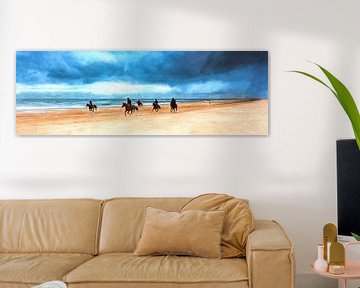 horse riding on the beach by eric van der eijk