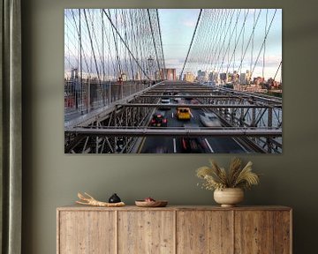 Skyline Brooklyn Bridge New York, USA van Ingrid Meuleman