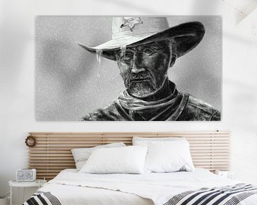 Cowboy Sheriff in regen
