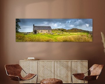 Photo panoramique avec une vieille église au nord du pays de Galles, en Grande-Bretagne