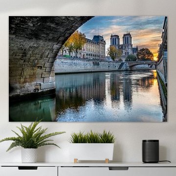 Blick auf Notre Dame unter Pont Saint Michel.