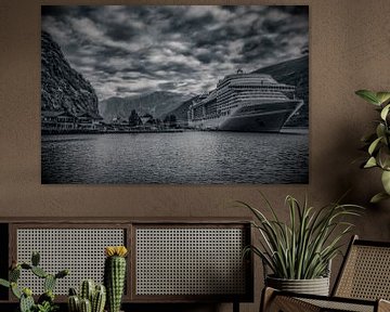 Cruiseship in norwegian fjord by Wim Scholte