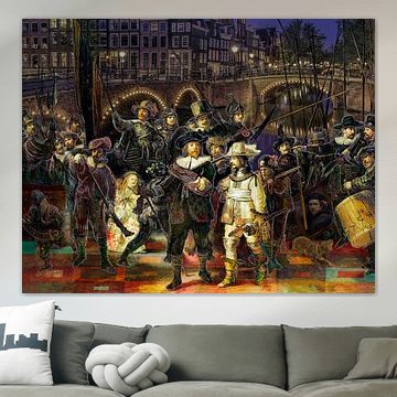 De Nachtwacht van Rembrandt in een creatief jasje van Dennisart Fotografie