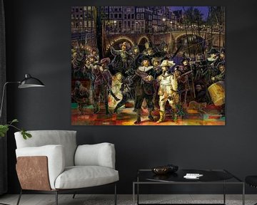 Die Nachtwache von Rembrandt in einer modernen und fröhlichen Jacke. von Dennisart Fotografie