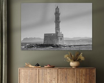Lighthouse in Chania, Crete (Greece) black & white by Mike Maes