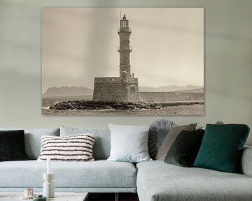 Lighthouse in Chania, Crete (Greece) sepia by Mike Maes