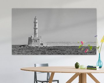 Lighthouse in Chania, Crete (Greece) black & white by Mike Maes