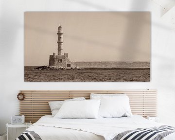 Phare de Chania, Crète (Grèce) sépia sur Mike Maes