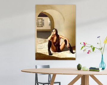 Malerische Arbeit nackte Frau mit langen Haaren und einem durchsichtigen von Cor Heijnen