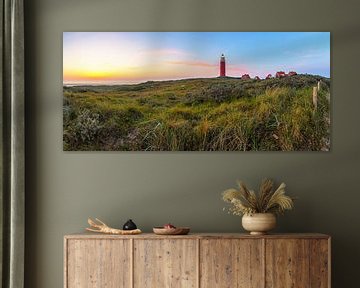 Panorama du phare de Texel pendant un beau coucher de soleil / Panoramicphoto Phare de Texel