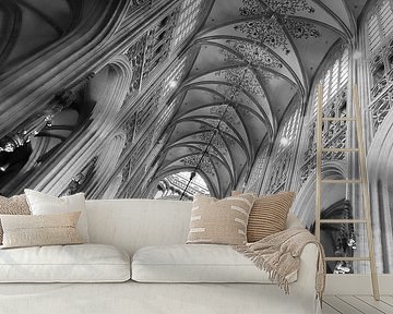 Die St. Johannis-Kathedrale in Den Bosch, schwarz-weiß von Heino Minnema