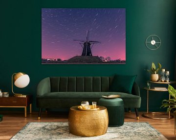 Nederlandse windmolen met sterren van Kim Bellen