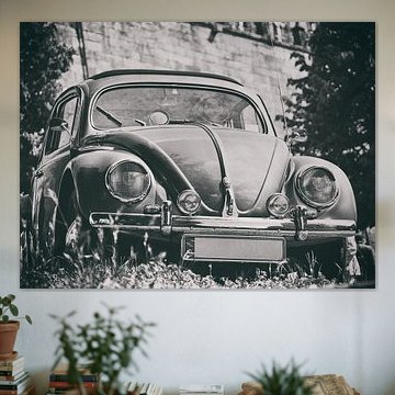 Black and white photograph of a VW beetle by Edith Albuschat