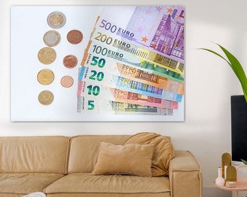 Verschillende euro's biljetten en munten