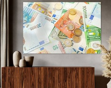 Verschillende euro's biljetten en munten