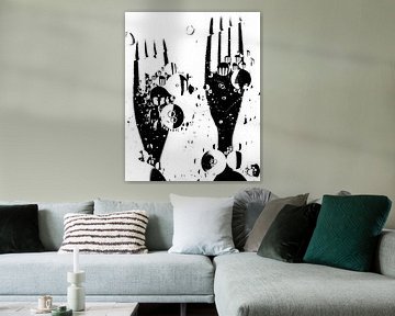 vorken: een vorkje meeprikken! (met witte achtergrond,  zwart - wit ) van Marjolijn van den Berg