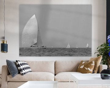 White sailboats on the Mediterranean Sea van Tom Vandenhende