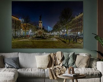 De Wilhelminafontein op het Noordereiland in Rotterdam in de nacht van MS Fotografie | Marc van der Stelt
