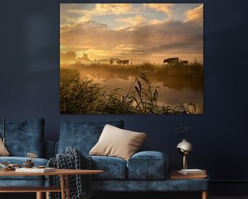 Koeien in sprookjesachtig ochtendlicht von Wilma van Zalinge