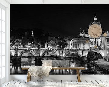 Rom - Ponte Sant'Angelo - Petersdom in der Nacht