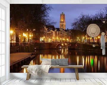 View of Zandbrug and Oudegracht in Utrecht from the Bemuurde Weerd by Donker Utrecht
