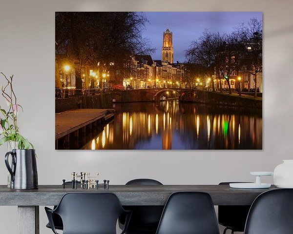 Vue de Zandbrug et Oudegracht à Utrecht depuis le Bemuurde Weerd