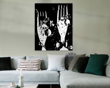 Gabeln! schwarzer Hintergrund (schwarz und weiß) von Marjolijn van den Berg