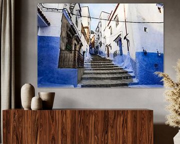 Street in Chefchaouen (Morocco) by Stijn Cleynhens