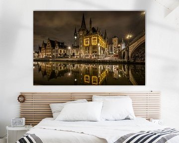 Gent, Graslei weerspiegeld in water