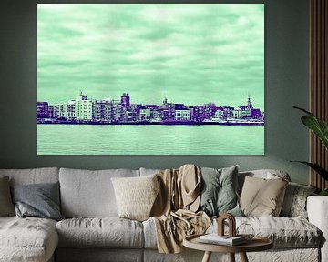 Dordrecht - skyline - in paars-groene tinten