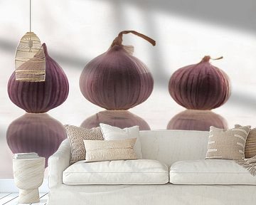 Three cloves of garlic as kitchen still life
