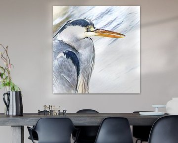 Portret van een blauwe reiger van Art by Jeronimo