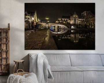 Ghent canal by night von Niki Moens