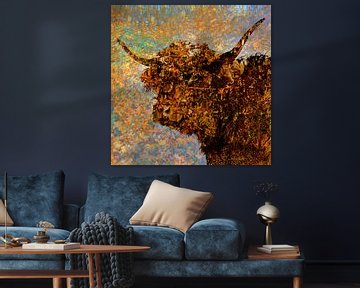 Highland cow in color by Frans Van der Kuil