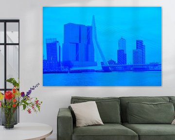 Rotterdam - Erasmusbrug en omgeving - in blauwe tinten van Ineke Duijzer