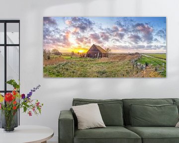 Panoramic photo Texel Sunset. by Justin Sinner Pictures ( Fotograaf op Texel)