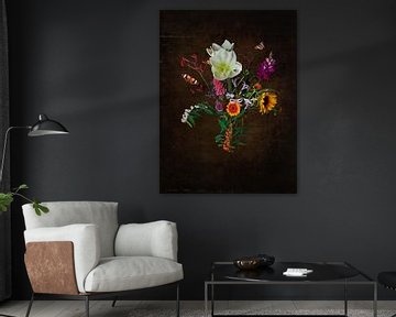 Stilleven met bloemen en insecten van Anouschka Hendriks