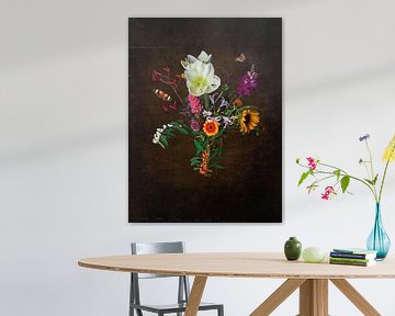 Stilleven met bloemen en insecten van Anouschka Hendriks