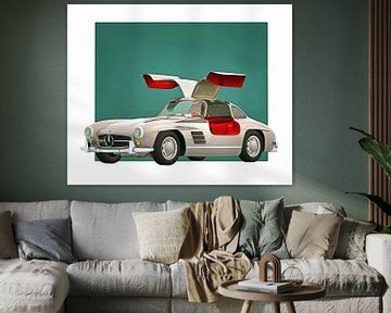 Classic car –  Oldtimer Mercedes 300SL Gullwings open 1964 by Jan Keteleer