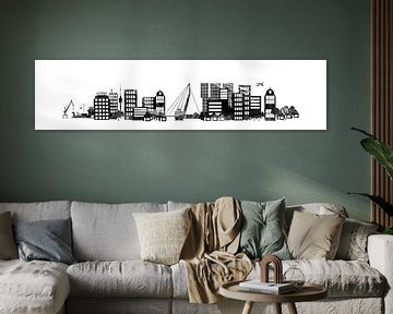 Rotterdam-Skyline stilisiert in Schwarzweiss von Anouschka Hendriks
