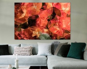 stilleven van koraal kleurige rozen, abstract van Marjolijn van den Berg