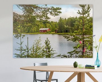 Zweeds huisje aan het meer van Margreet Frowijn
