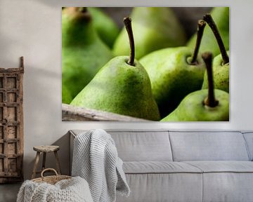 Organic pears in a box by Anne Van Opdorp