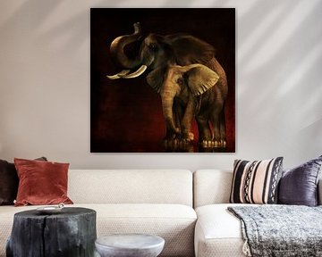 Tierreich  – Elefanten Mutter und Kind von Jan Keteleer
